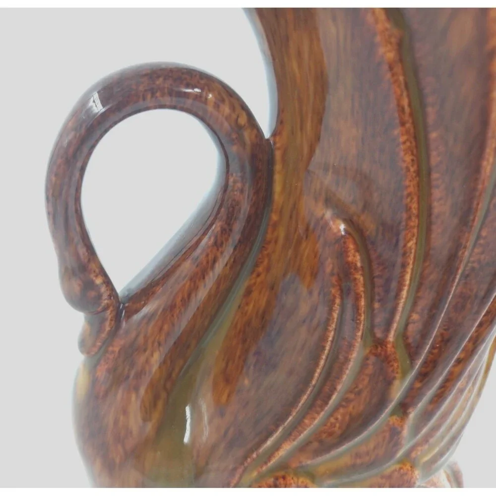 Vintage Niloak Pottery Swan Planter Reddish Brown 7” Tall Art Pottery